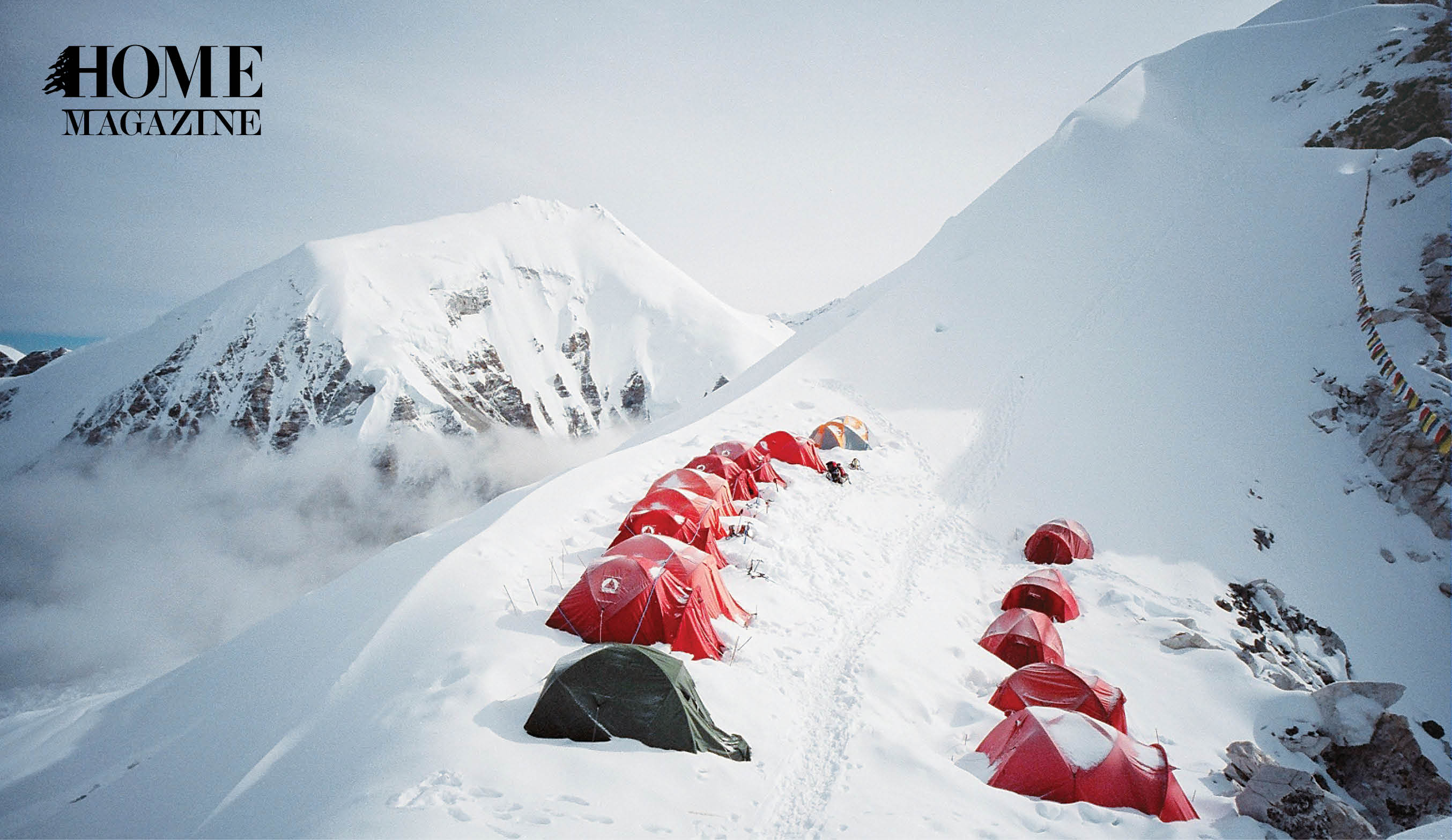 Red tents on snow
