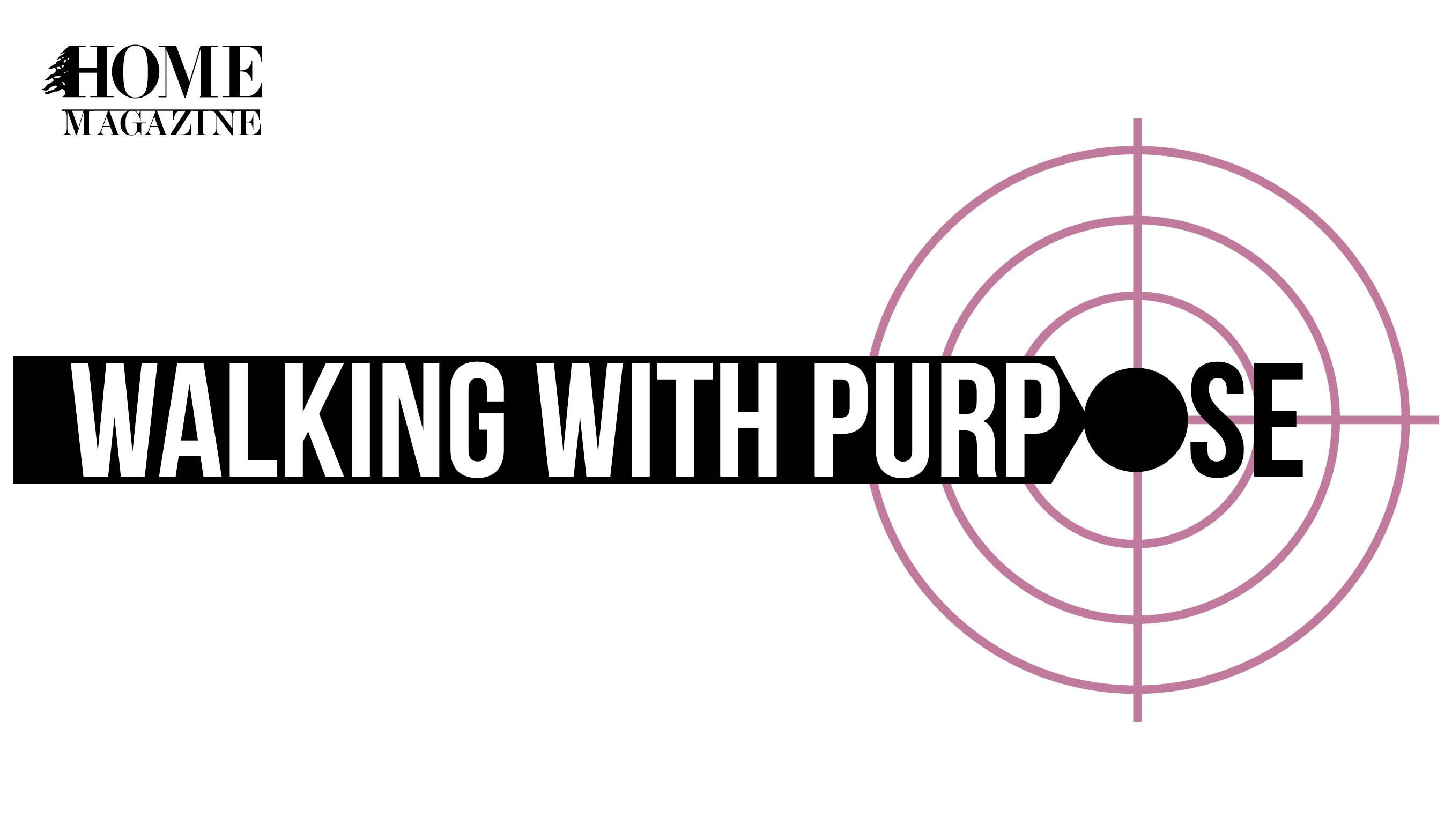 Walking with Purpose writing with design of purple circles