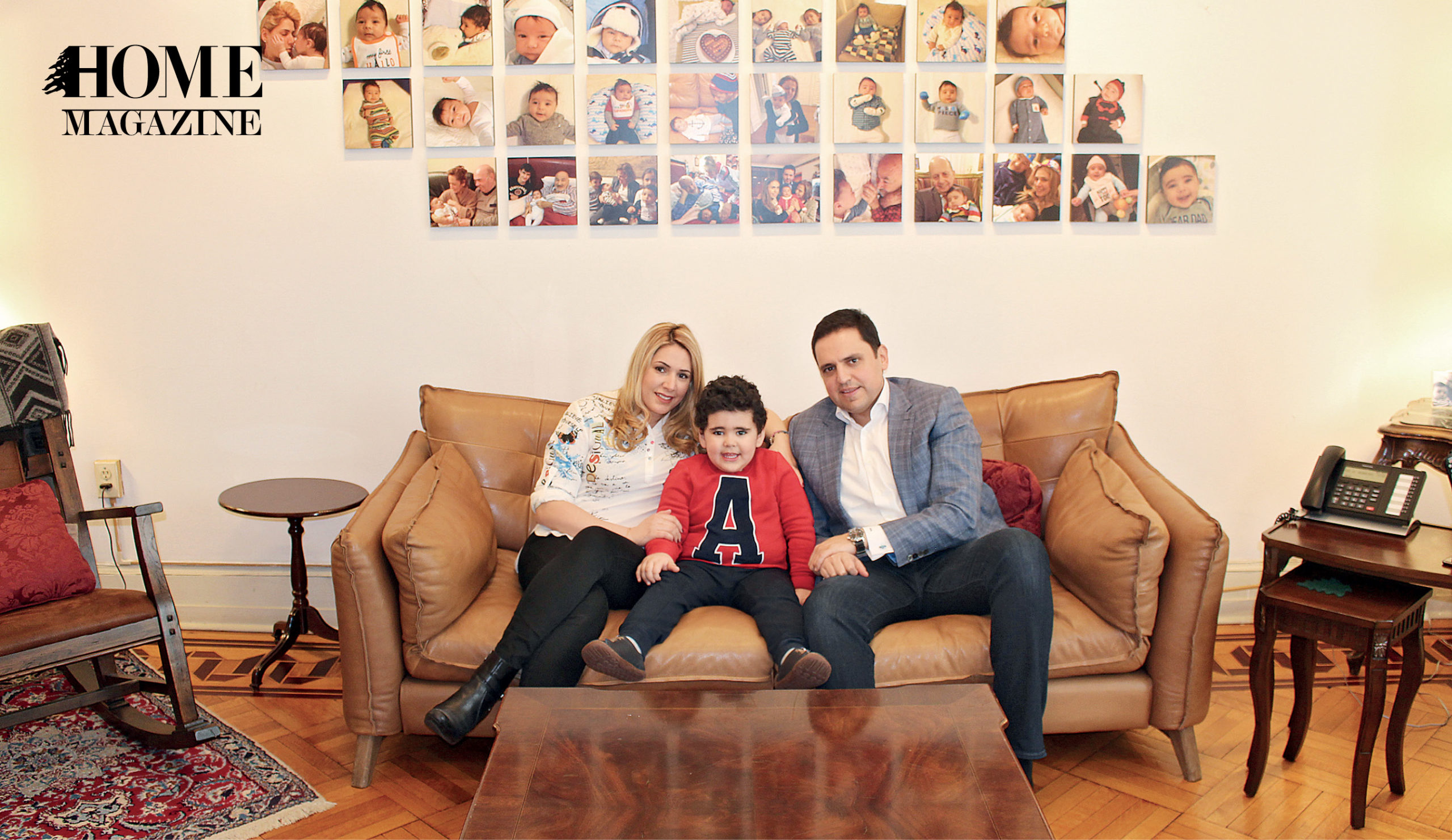 A man, a woman and a child on a couch