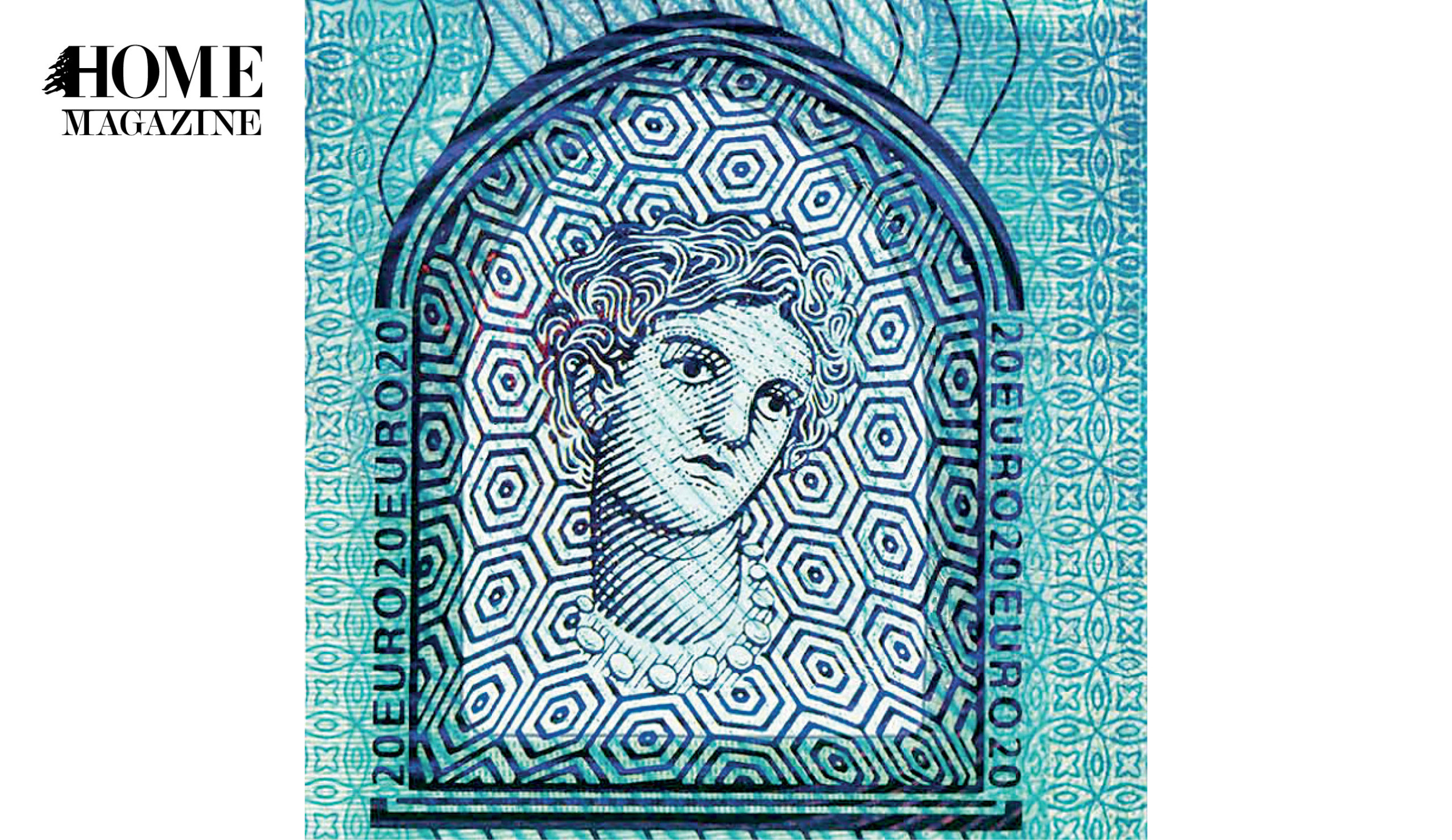 Woman face portrait on blue banknote